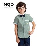 MQD童装夏装格子衬衫男童纯棉时尚格纹休闲短袖
