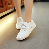 2016新款平底小白鞋子女单鞋韩版休闲鞋白色运动板鞋系带厚底欧美