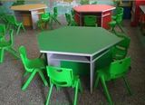 角桌实验台讨论桌六边形桌子彩色六边桌课桌椅电脑圆凳