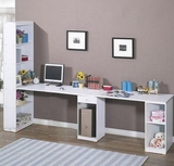 双人简洁书桌简约现代 宜家组合电脑桌带书柜办公桌简易书架