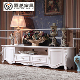 韩式欧式电视柜 法式雕花象牙白色烤漆地柜时尚田园实木客厅家具