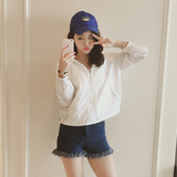 瑞夫人2016春韩版新款女装纯色休闲长袖棒球服短款外套防晒衣女