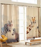 高档客厅卧室韩国进口成品窗帘 遮光布 卡通动物长颈鹿打折包邮