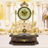 复古仿古钟表欧式纯铜座钟客厅创意台钟时钟静音时尚装饰桌摆件大