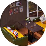 新品北欧咖啡厅西餐厅休闲扶手靠背沙发奶茶店甜品店实木桌椅组合