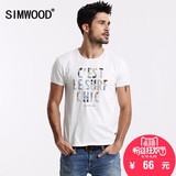 Simwood2016夏装新款欧美简约男士圆领短袖T恤潮男印花字母T恤男