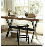 蝴蝶印象铁艺实木休闲桌 复古做旧茶几边桌 创意简约方形实木桌子