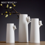 简约创意客厅摆件插花小花瓶餐桌白色手工陶瓷花瓶结婚家居装饰品