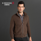 劲霸开衫针织夹克 新款秋季羊毛保暖时尚中年修身男外套 CKDU3305