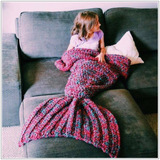 蔡依林同款 美人鱼尾巴沙发毯盖毯加厚绒毯手工毛线针织羊毛毯子