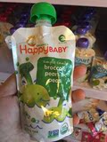 禧贝/happy baby 2段有机蔬菜果泥西兰花豌豆梨泥 吸吸乐99g