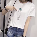 森马2016夏季女装韩版纯色袖印花学生修身短袖T恤女大码上衣体恤