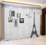 欧式铁塔砖墙可折叠屏风隔断时尚客厅玄关 酒吧咖啡YY主播背景墙