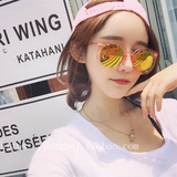韩国网红同款水晶透明粉色框架太阳眼镜防晒墨镜杂志款彩色眼镜潮