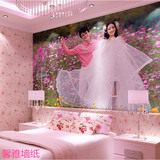 个性婚纱无纺布墙纸 卧室壁纸温馨浪漫3D立体 婚房背景墙大型壁画
