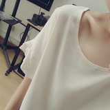 2016夏季新款纯色真丝双绉荷叶边短袖桑蚕丝女式短款t恤上衣