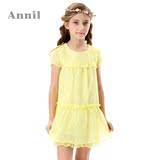 安奈儿品牌女童装夏季款 正品 公主短袖连衣裙子AG423549