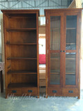 定制美式乡村 实木书柜书架组合带门书橱储物柜广州实木家具定做