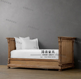 美式沙发出口法国外贸沙发床法式实木雕花复古做旧双人三人沙发