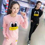 2016春秋新款运动休闲少女跑步韩版棉质上衣两件套头长袖卫衣套装