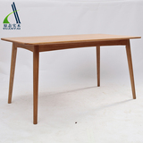 实木餐桌橡木简约餐桌椅组合1.4M原木色胡桃色定制餐桌圆角桌冲钻