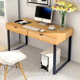 双抽屉电脑桌钢木台式桌家用办公桌学生写字桌书桌现代简约写字台