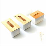 盖子纸巾盒抽纸手机架化妆盒桌面收纳盒SN-9川岛屋 日式创意橡木