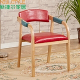 欧式餐椅 实木椅子 彩色复古餐椅 美式餐椅 北欧靠背椅咖啡厅餐椅