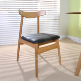 白橡实木餐椅简约现代靠背沙发椅休闲椅子咖啡椅洽谈椅