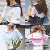 韩国ulzzang学院风宽松短袖t恤女夏学生少女日系软妹海军风水手服