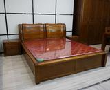 全实木床胡桃木双人床原木1.8米现代中式高箱储物床实木家具特价