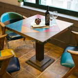 彩色餐桌 主题餐厅拼色桌子定制无现货 西餐厅咖啡厅个性餐桌椅