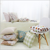 皇帛抱枕沙发靠垫含芯简约风格子抱枕方格小花欧式割绒面亚麻素色