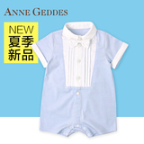 美国AnneGeddes男宝宝夏季小绅士连体衣满月纯棉新生婴儿衣服哈衣