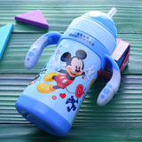 迪士尼保温杯儿童米奇带吸管杯宝宝便携手柄保温水瓶婴幼儿学饮杯