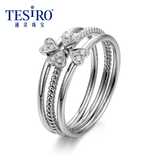 TESiRO通灵珠宝 自然物语系列 心心相印款 18K钻石戒指 女钻戒 钻