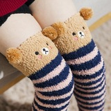 B52 秋冬儿童珊瑚绒保暖加厚中高筒袜子男女宝宝中筒居家地板袜