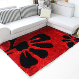 韩国丝红色地毯卧室地毯客厅地毯茶几沙发地毯婚房喜庆长毛地毯垫