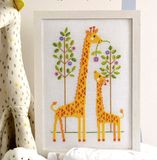 精准印花dmc十字绣套件 可爱卡通动物 儿童房精品挂画 长颈鹿母子