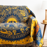 毯子棉毯子空调毯毛巾毯盖巾盖毯沙发巾彩色线毯新北欧式黄星座