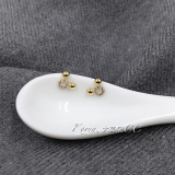韩国代购纯14K金耳环饰品 满钻小米奇 米奇头耳钉 黄金纯金耳钉