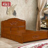 代尔立家具中式仿古红木菠萝格实木床1.8米双人床YL荷花大床特价