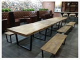 新款铁艺做旧实木餐桌椅组合 办公会议桌书桌套房小户型餐桌长椅