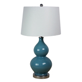 出口新中式简约地中海蓝色陶瓷台灯现代美式北欧宜家卧室床头灯具