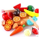木制磁铁切水果 切切乐 15件水果蔬菜切切看过家家厨房玩具1-3岁