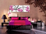 紫色郁金香 现在装饰画 墙壁画 客厅卧室 壁画 抽象三联无框画