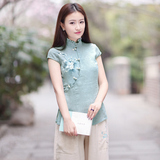 伶俐柠檬原创设计20756复古文艺范中国风女装民族风手绘春款衬衫