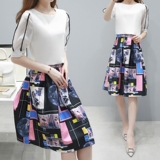 【天天特价】夏季韩版时尚套装中长款A字裙子两件套雪纺连衣裙女