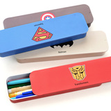 韩国创意铁皮儿童文具盒英雄系列手推盒可爱铅笔盒马口铁学生