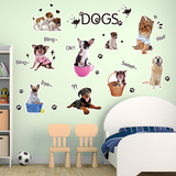 儿童房卡通装饰狗狗墙贴纸 可爱动物狗卧室墙贴 宠物狗金毛贴画